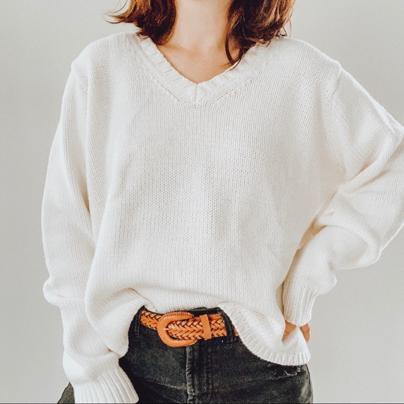 GAP Sweaters - GAP | Vintage White Chunky Knit Boxy Sweater Sz XL